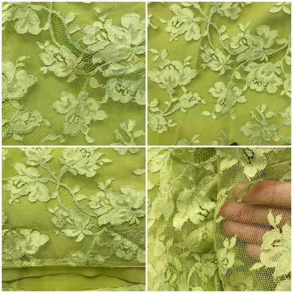 Vintage 60s Neal McClintock Chartreuse Green Lace Midi Shift Dress Womens Size M - Picture 12 of 13